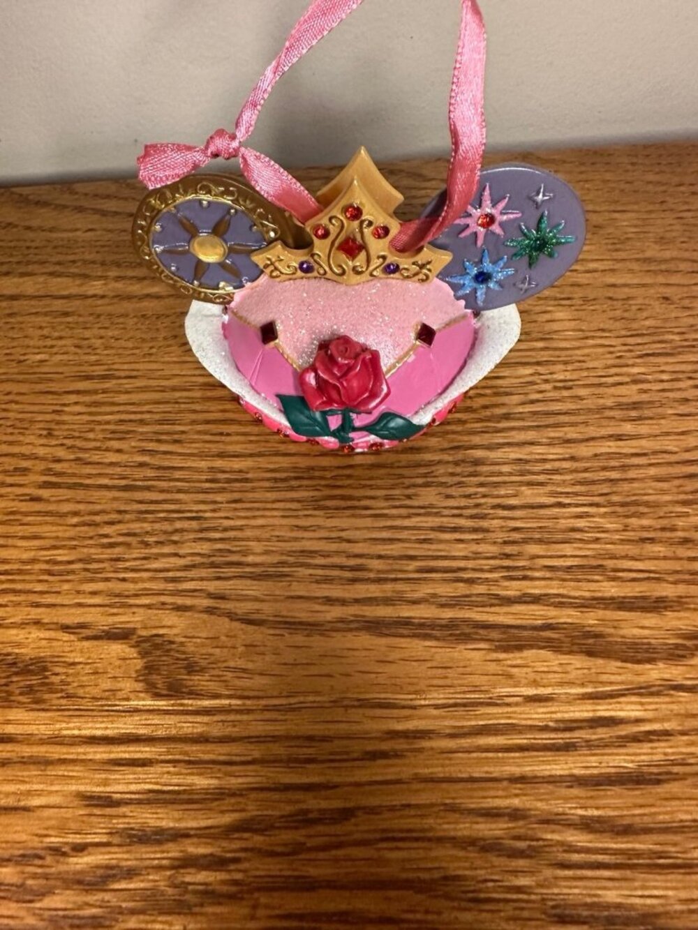 Disney Park Sleeping Beauty Aurora Mickey Ear Hat Ornament pink blue Christmas